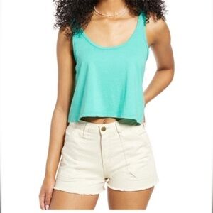 NWT BP Crop Tank Top Green Scoop Neck
